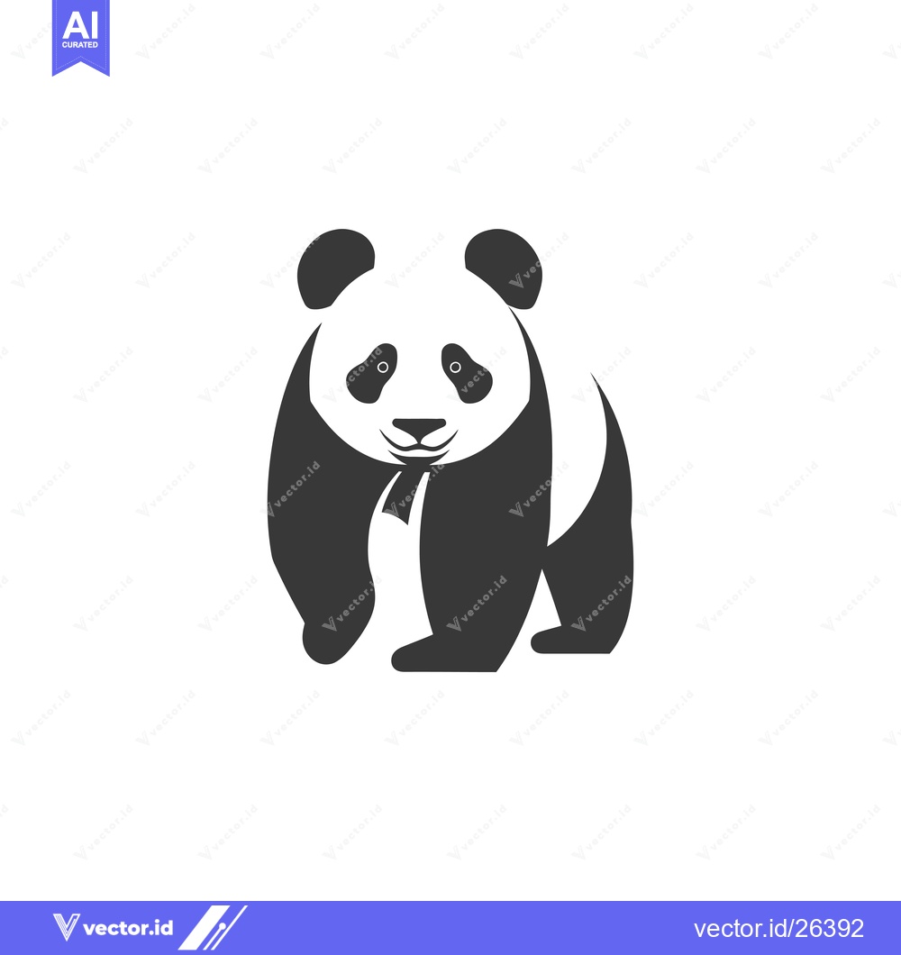 Premium Vector dari Black and White Silhouette of a Panda Bear