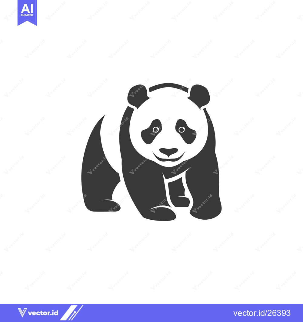 Premium Vector dari Black and White Silhouette of a Panda Bear