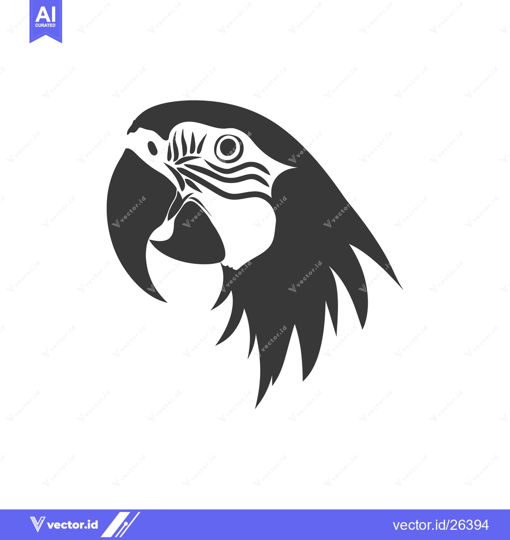 Premium Vector dari Black and White Silhouette of a Parrot Head