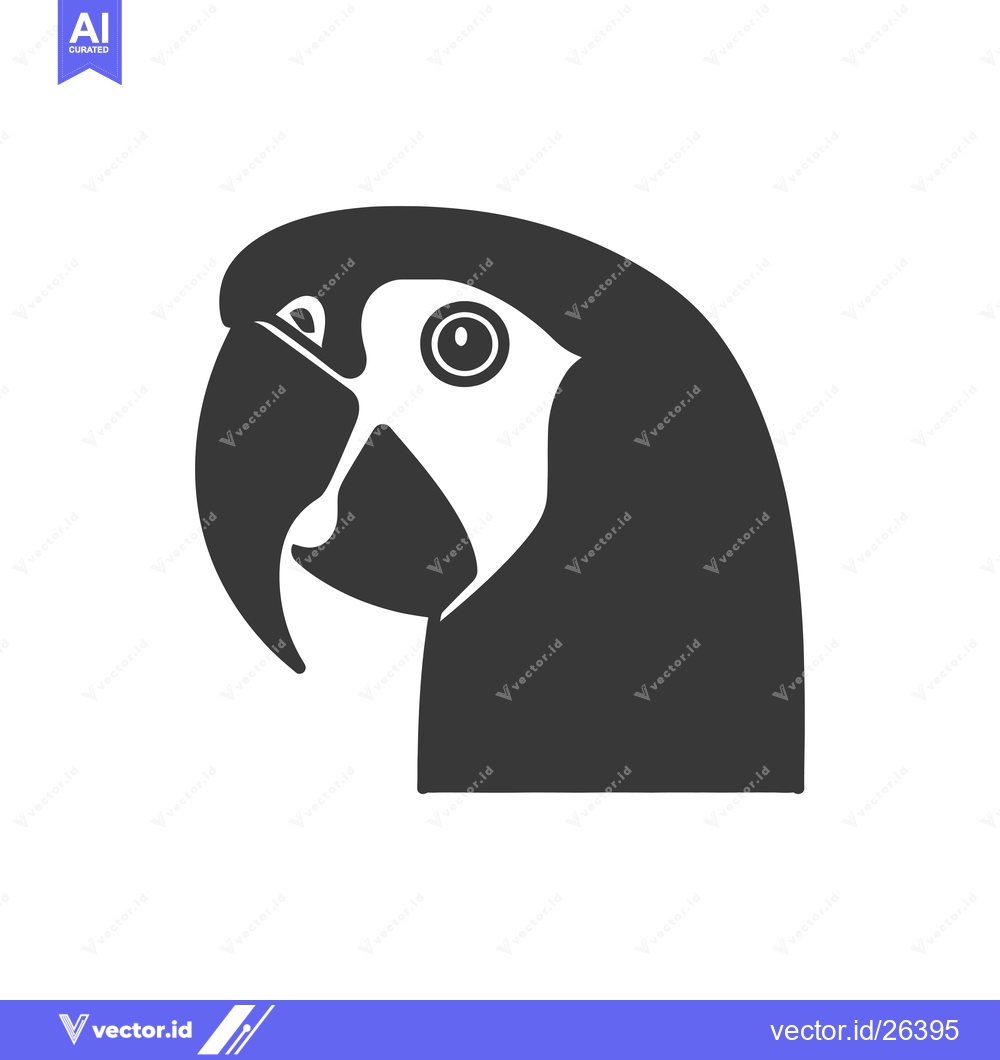 Premium Vector of Black and White Silhouette of a Parrot Head