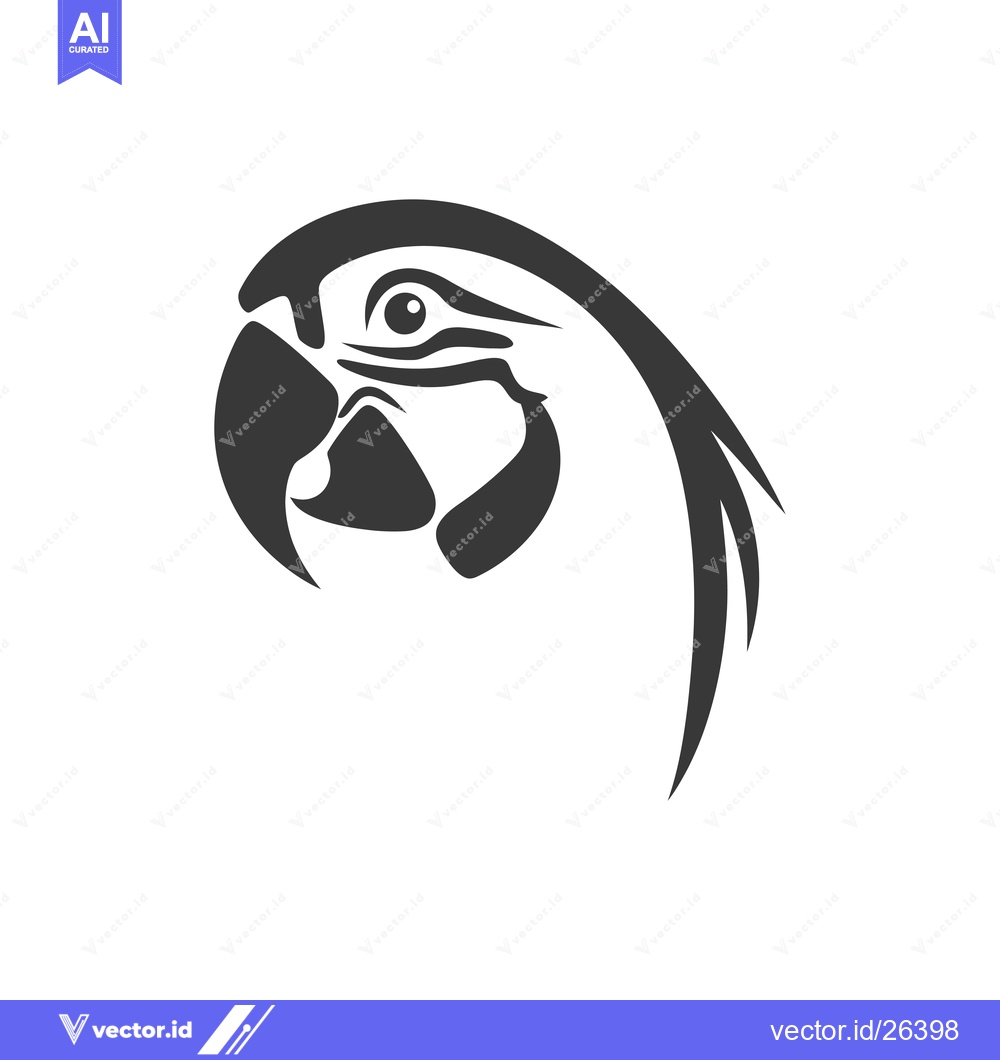 Premium Vector of Black and White Silhouette of a Parrot's Head