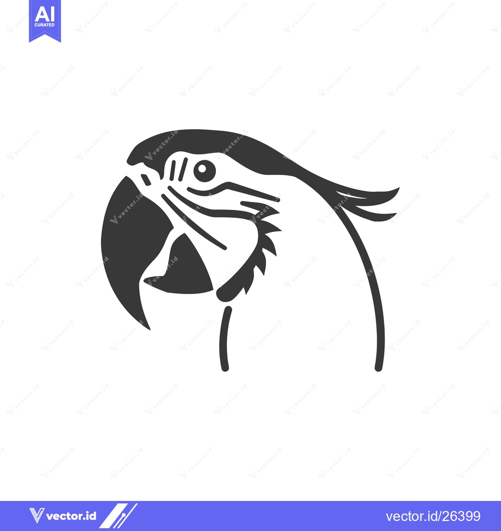 Premium Vector of Black and White Silhouette of a Parrot's Head