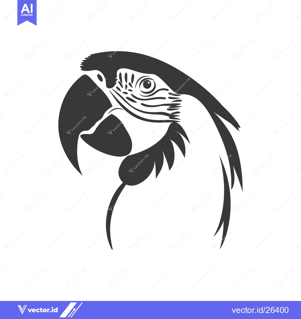 Premium Vector of Black and White Silhouette of a Parrot's Head