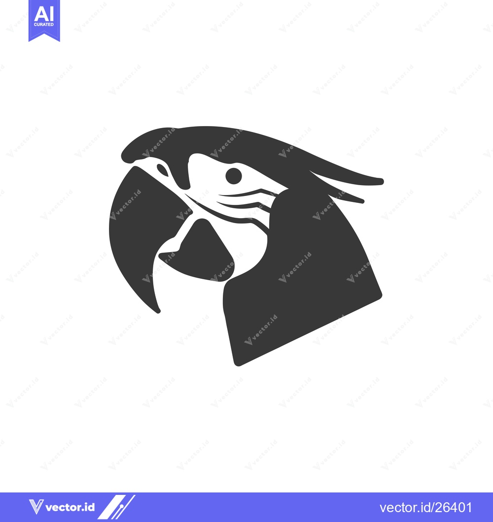 Premium Vector dari Black and White Silhouette of a Parrot's Head