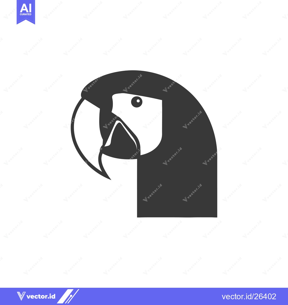Premium Vector of Black and White Silhouette of a Parrot's Head