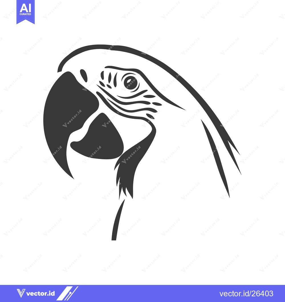 Premium Vector dari Black and White Silhouette of a Parrot's Head