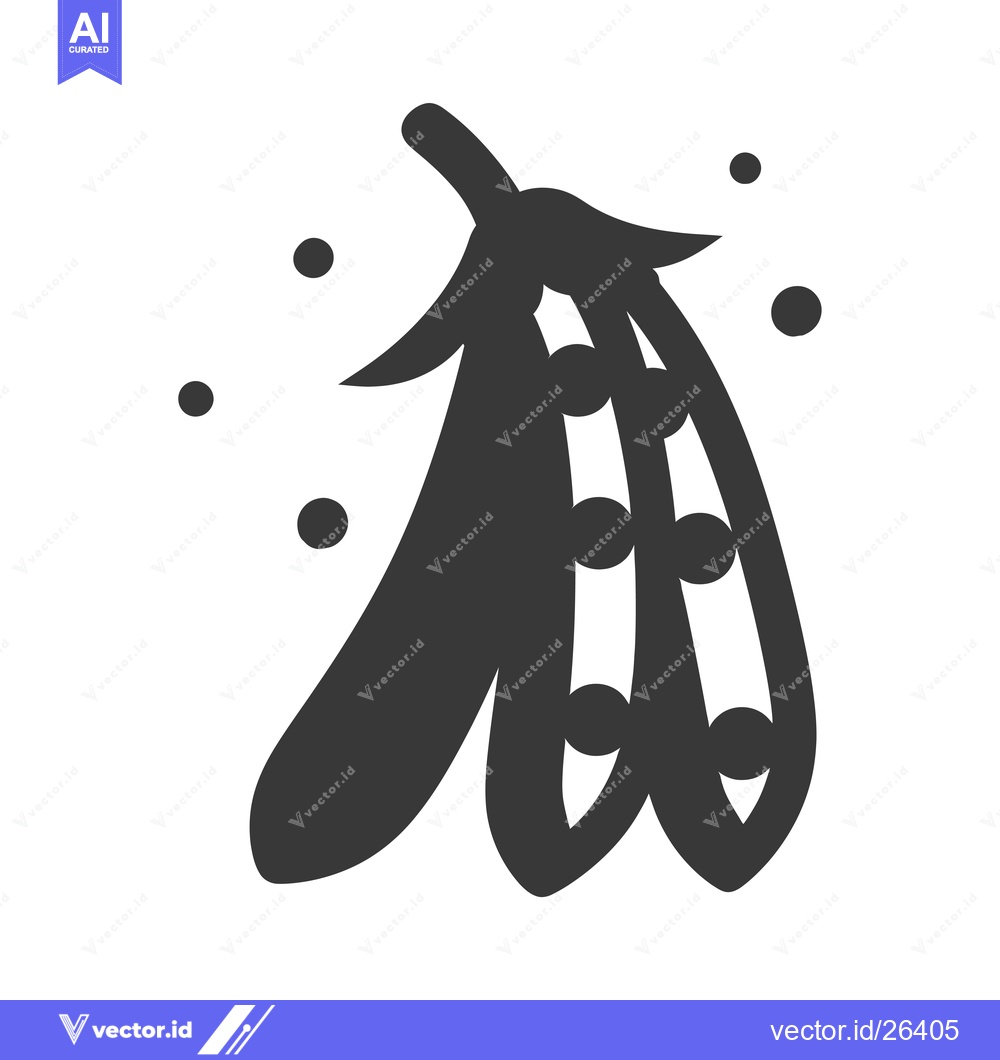 Premium Vector of Black and White Silhouette of a Pea Pod with Peas