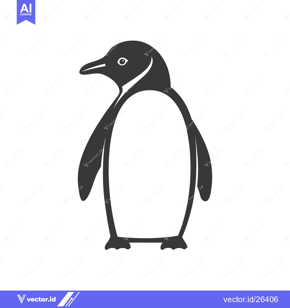 Premium Vector dari Black and White Silhouette of a Penguin