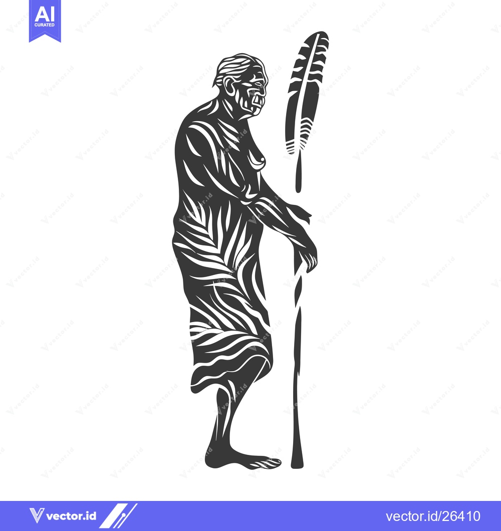 Premium Vector dari Black and White Silhouette of a Person Holding a Feather