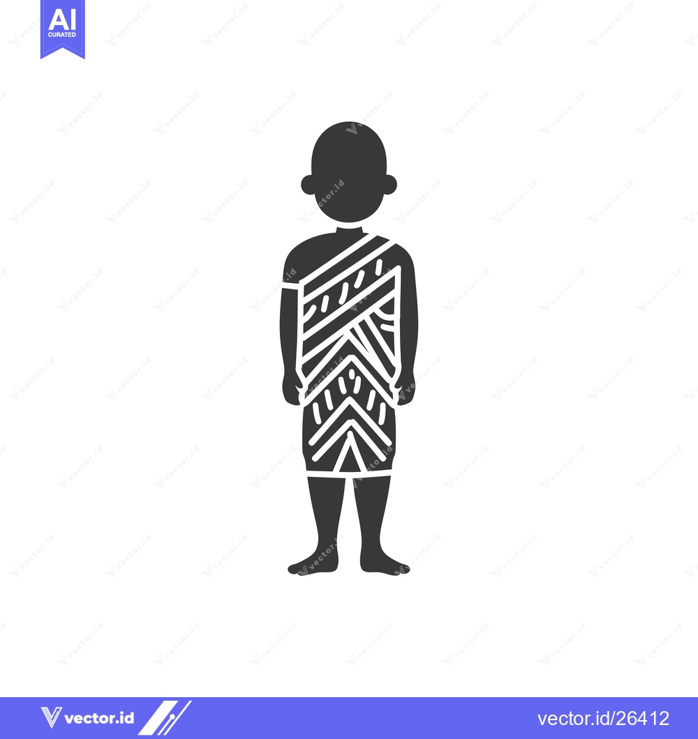 Premium Vector dari Black and White Silhouette of a Person Wearing a Patterned Dress