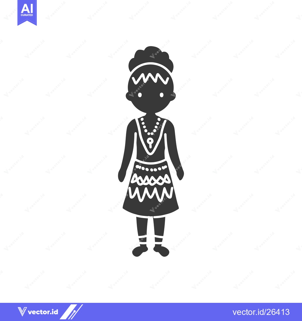Premium Vector of Black and White Silhouette of a Person Wearing Traditional Clothing