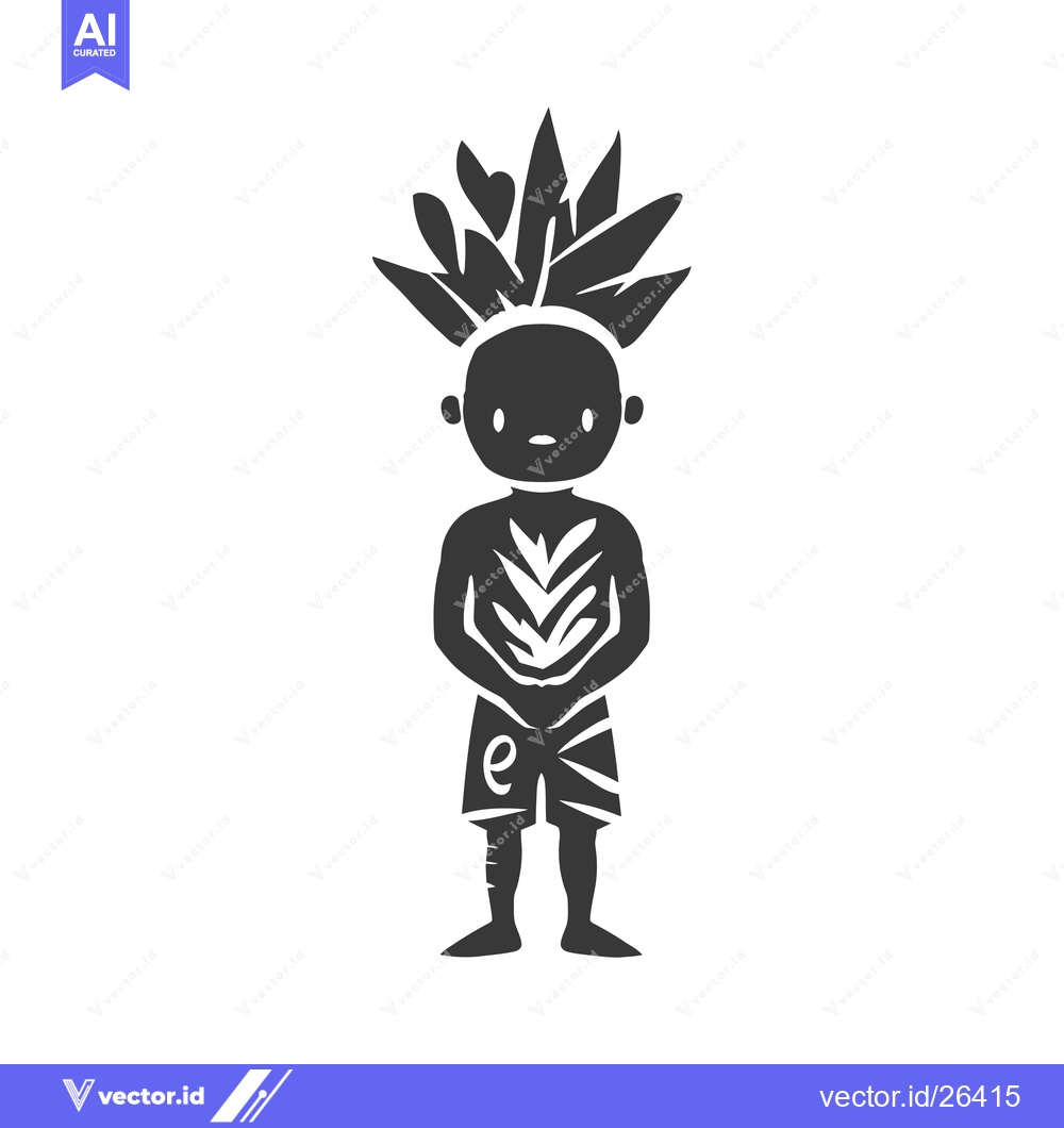 Premium Vector of Black and white silhouette of a person with a leaf headdress