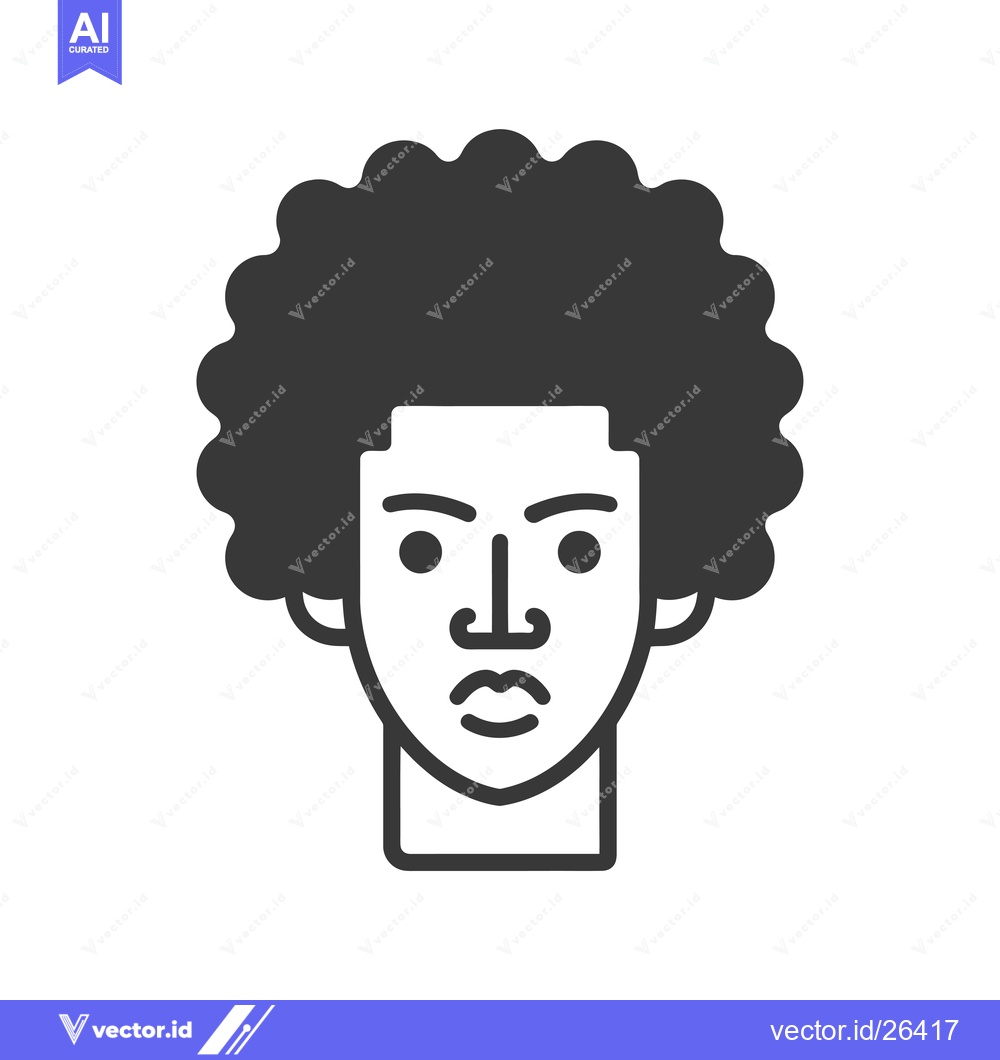Premium Vector of Black and White Silhouette of a Person with an Afro Hairstyle