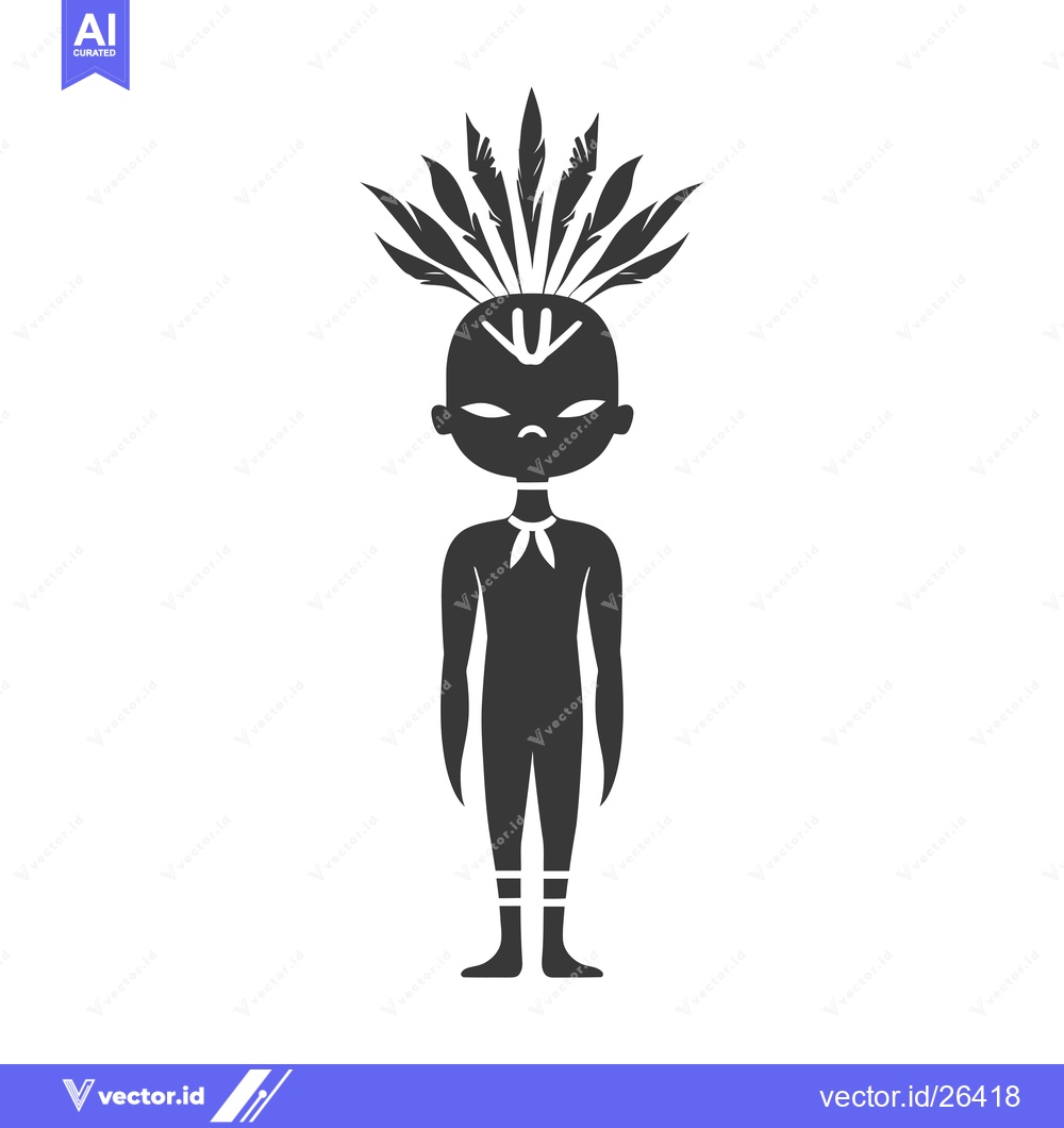 Premium Vector of Black and White Silhouette of a Person with Feather Headdress