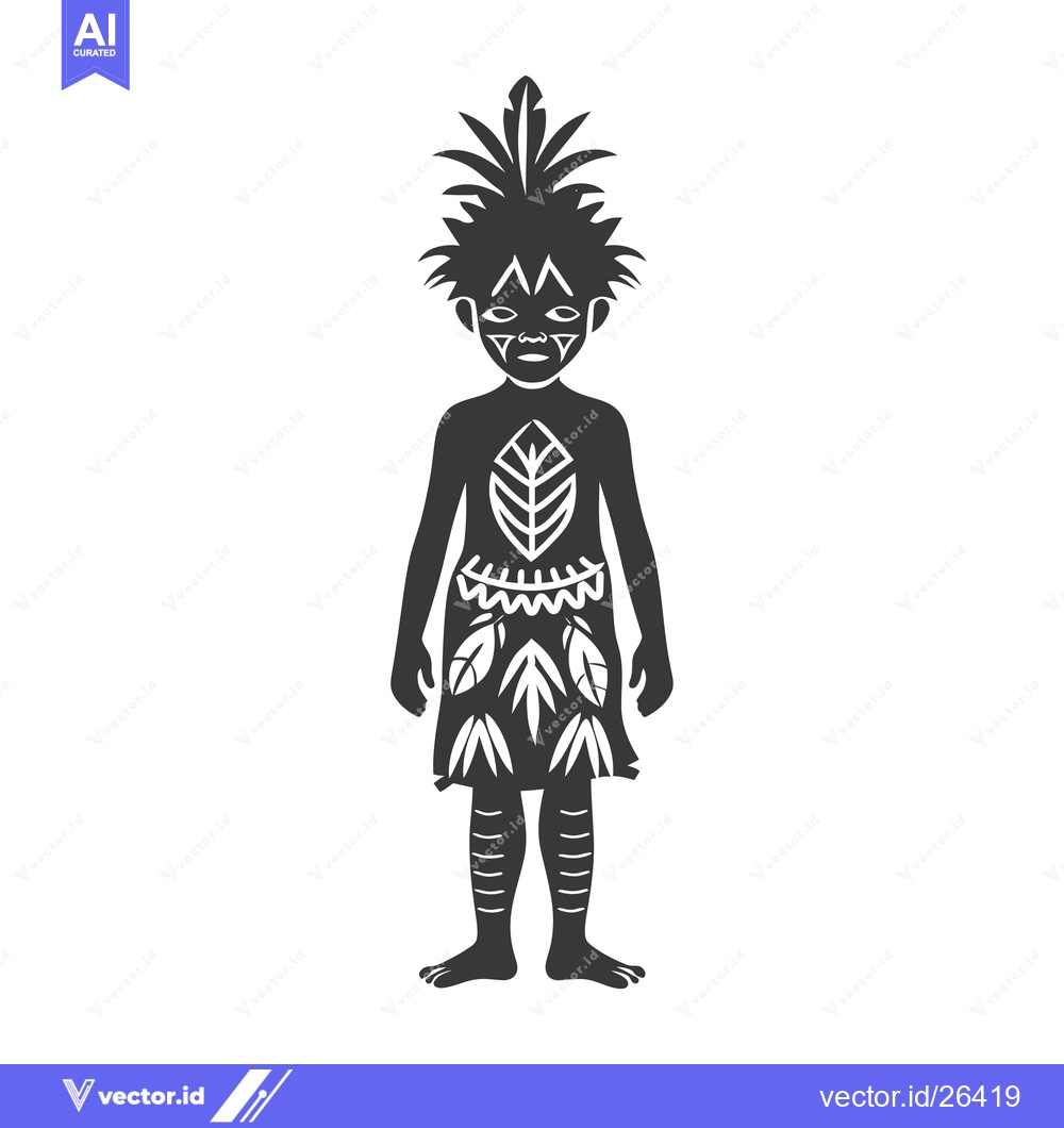 Premium Vector of Black and White Silhouette of a Person with Tribal Body Art and a Head
