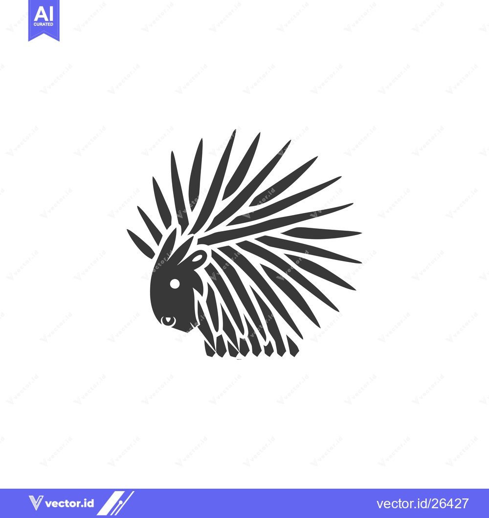 Premium Vector dari Black and White Silhouette of a Porcupine
