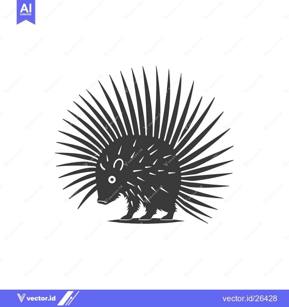 Premium Vector dari Black and White Silhouette of a Porcupine