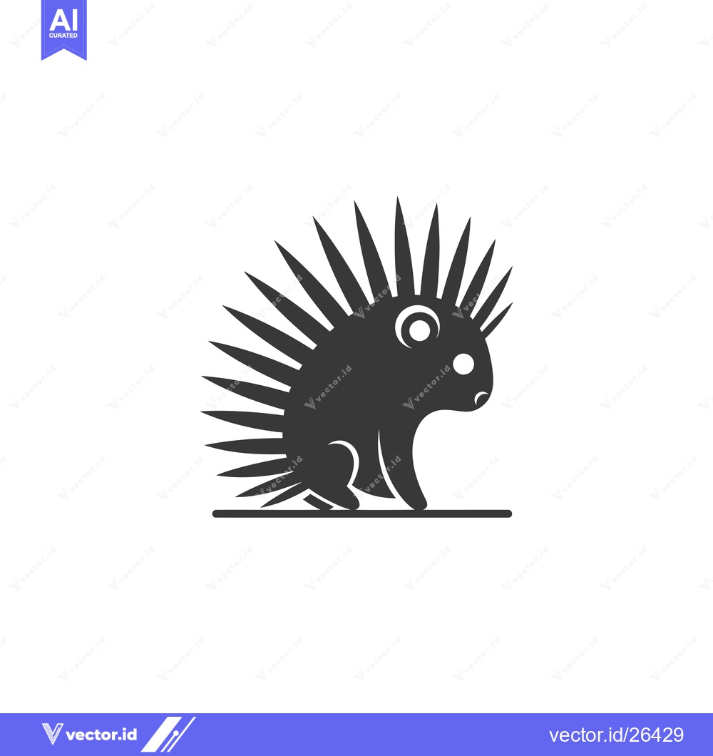 Premium Vector of Black and White Silhouette of a Porcupine