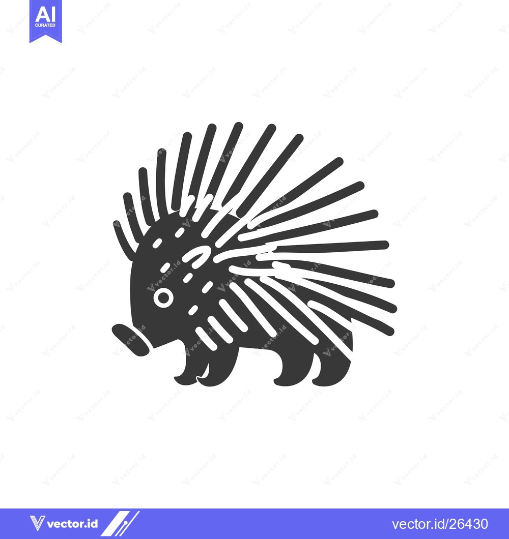 Premium Vector dari Black and white silhouette of a porcupine with quills