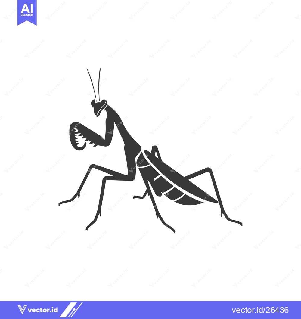 Premium Vector dari Black and White Silhouette of a Praying Mantis