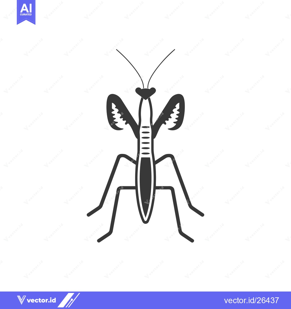 Premium Vector dari Black and White Silhouette of a Praying Mantis