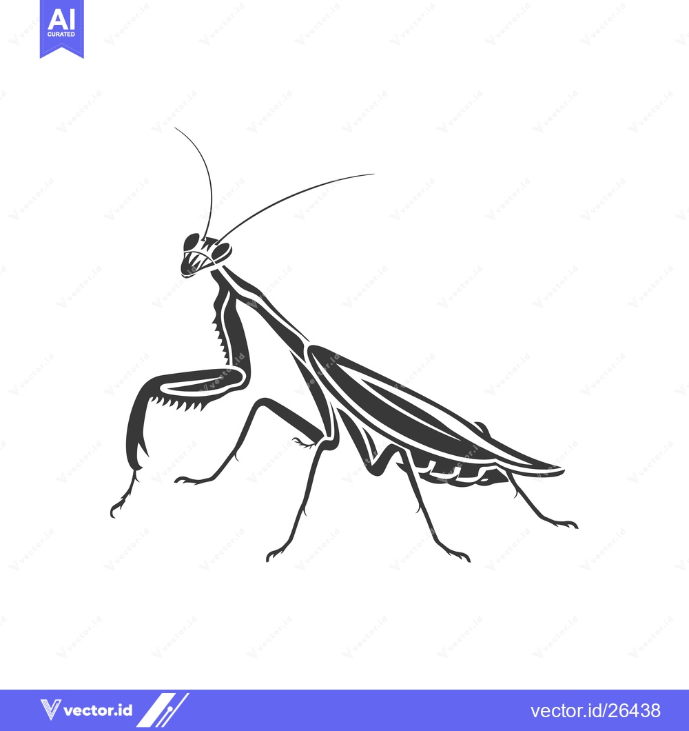 Premium Vector dari Black and White Silhouette of a Praying Mantis