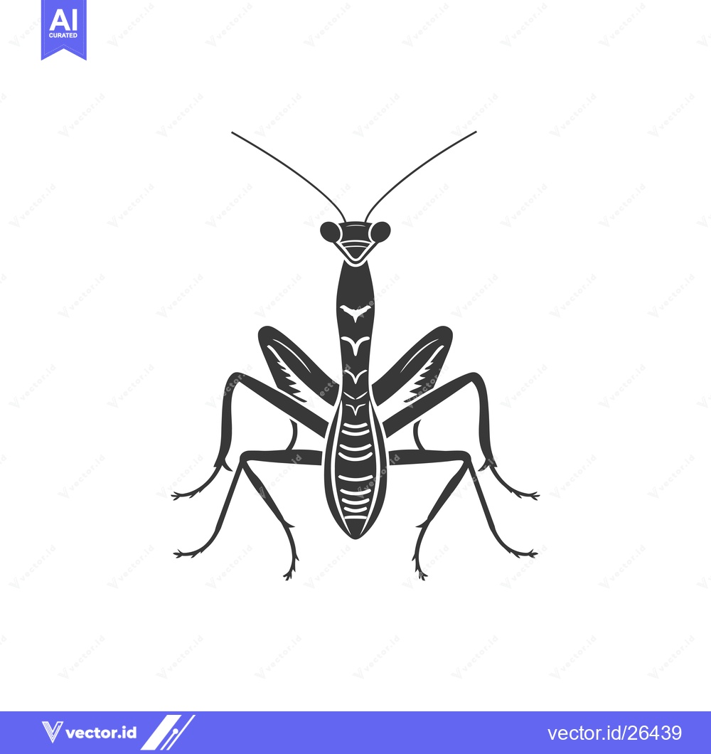 Premium Vector dari Black and White Silhouette of a Praying Mantis