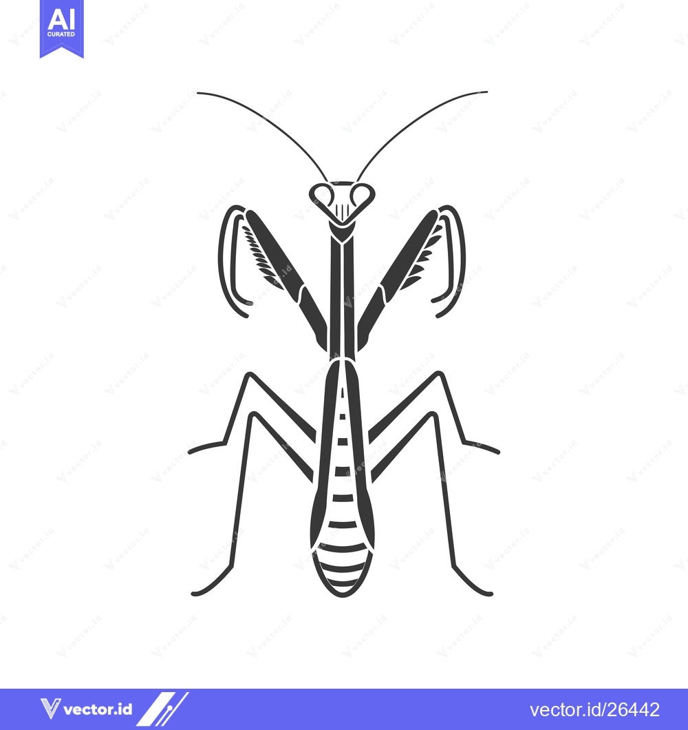 Premium Vector dari Black and white silhouette of a praying mantis