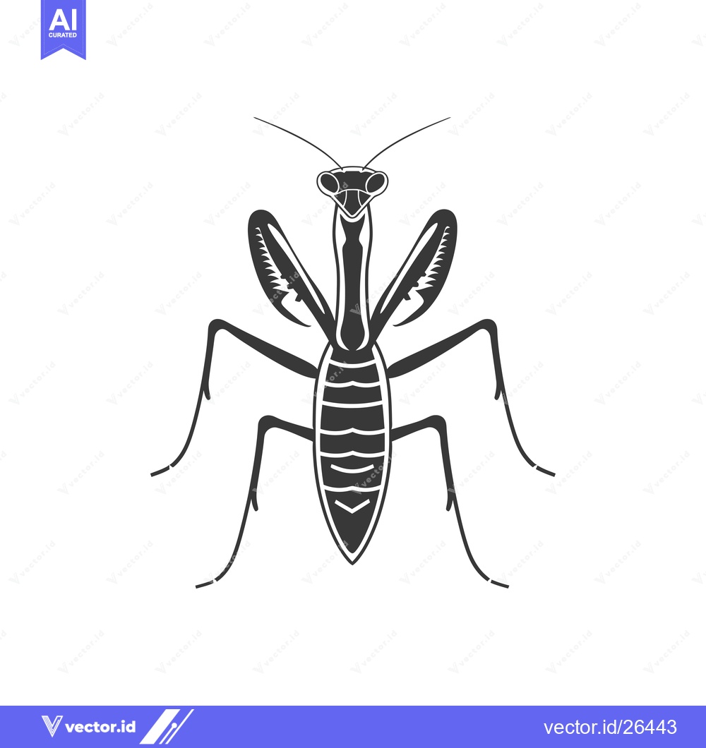 Premium Vector dari Black and White Silhouette of a Praying Mantis