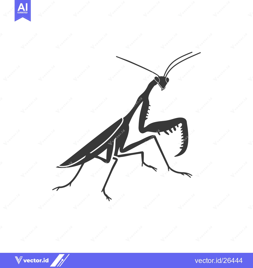 Premium Vector dari Black and White Silhouette of a Praying Mantis