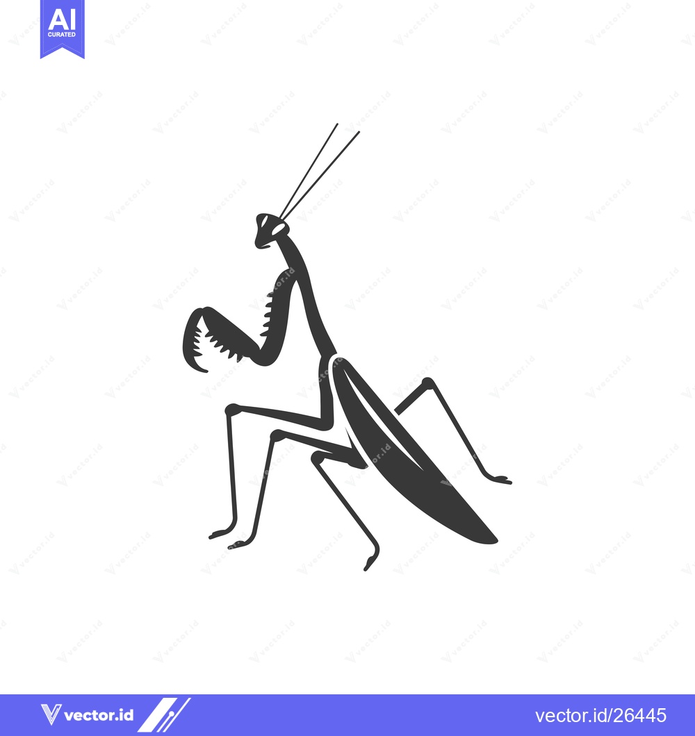 Premium Vector dari Black and white silhouette of a praying mantis