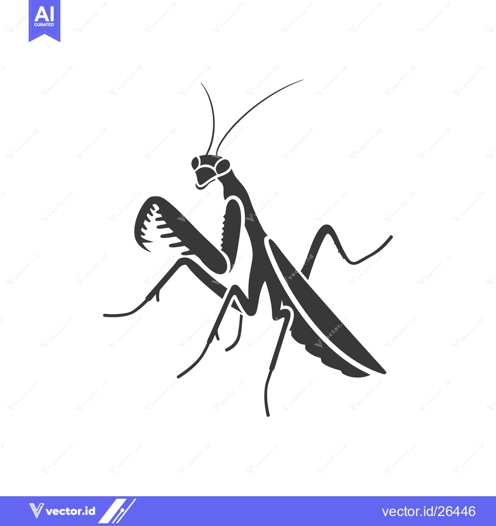 Premium Vector dari Black and White Silhouette of a Praying Mantis