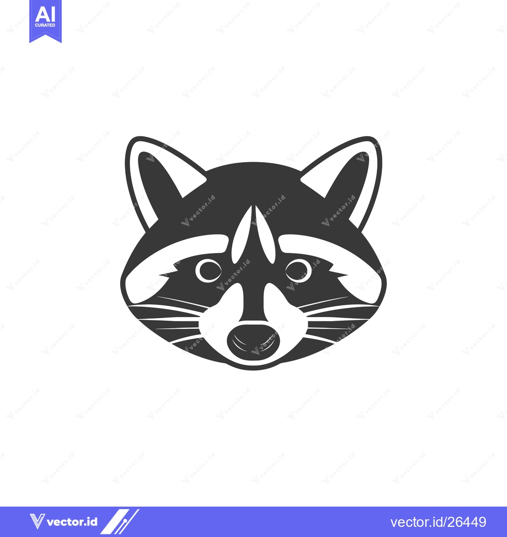 Premium Vector dari Black and White Silhouette of a Raccoon's Head