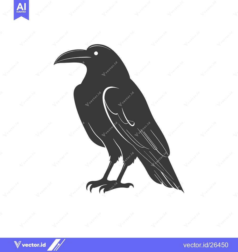 Premium Vector dari Black and White Silhouette of a Raven
