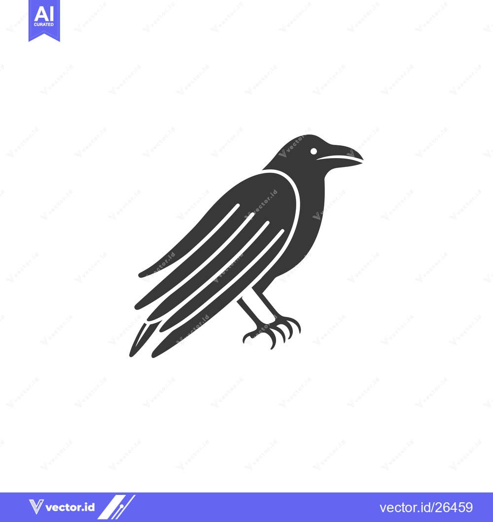 Premium Vector dari Black and White Silhouette of a Raven with Spread Wings
