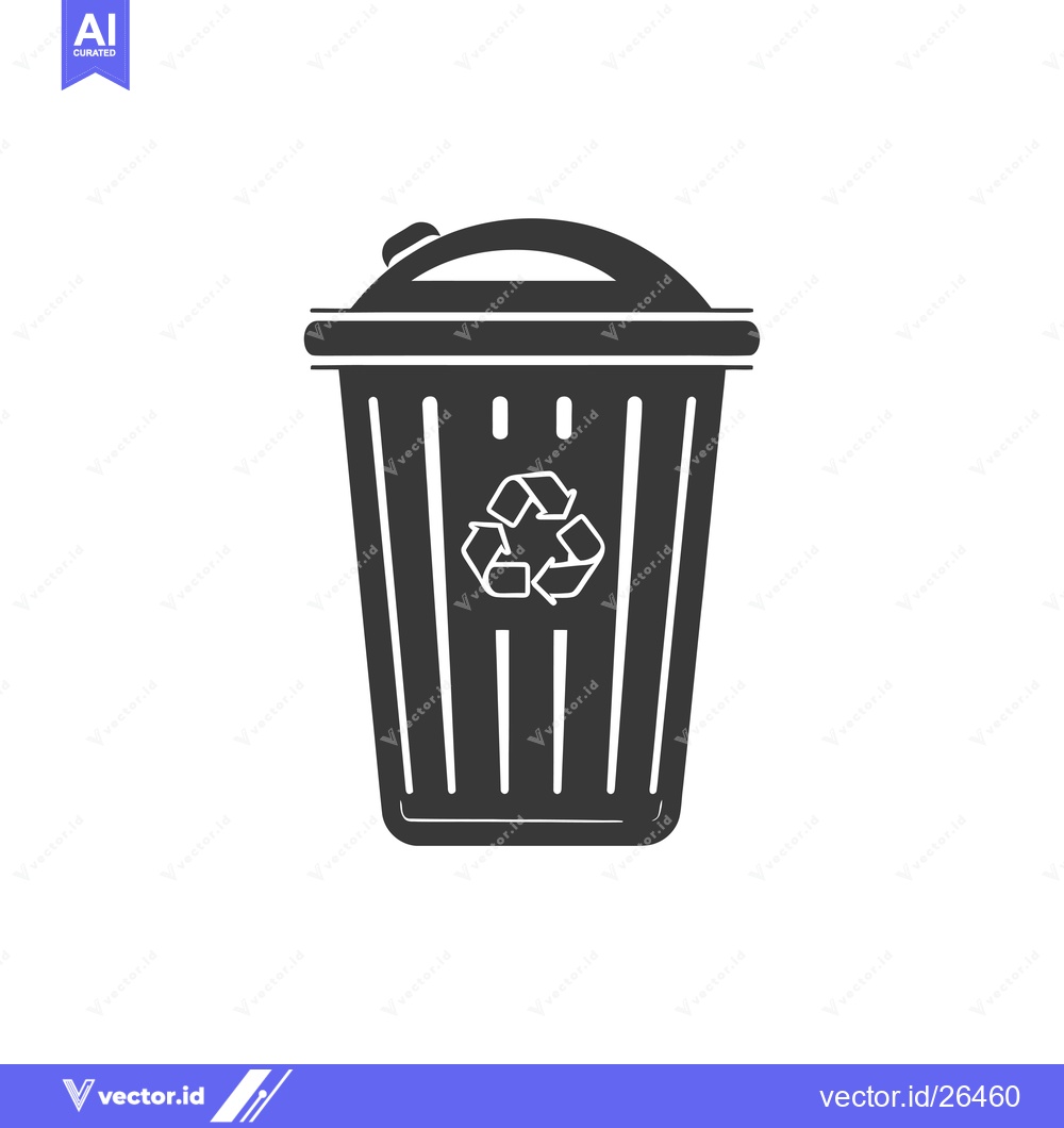 Premium Vector dari Black and white silhouette of a recycling bin