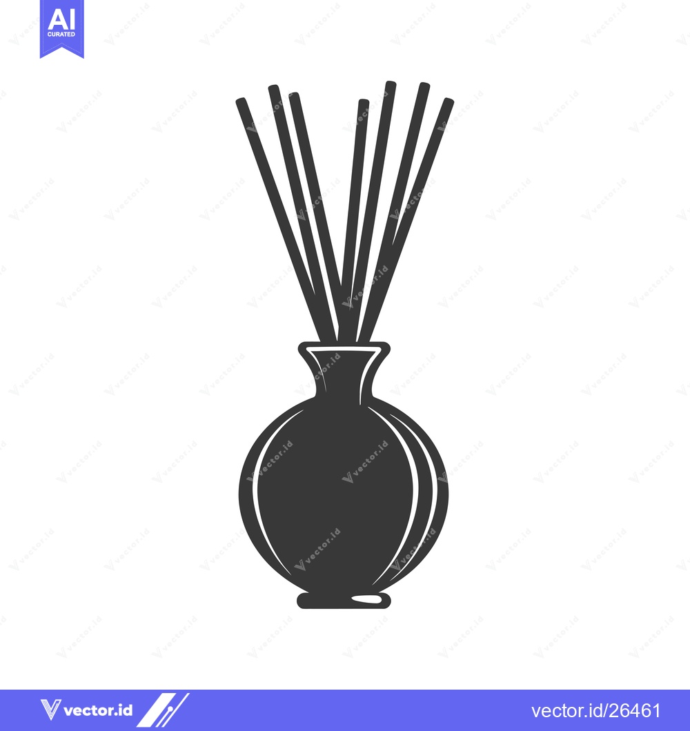 Premium Vector of Black and White Silhouette of a Reed Diffuser