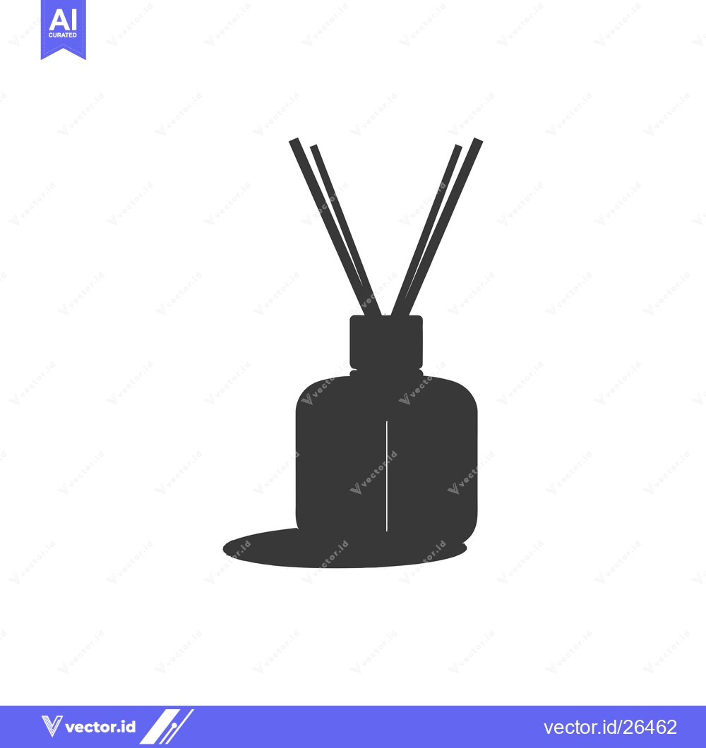 Premium Vector dari Black and white silhouette of a reed diffuser bottle