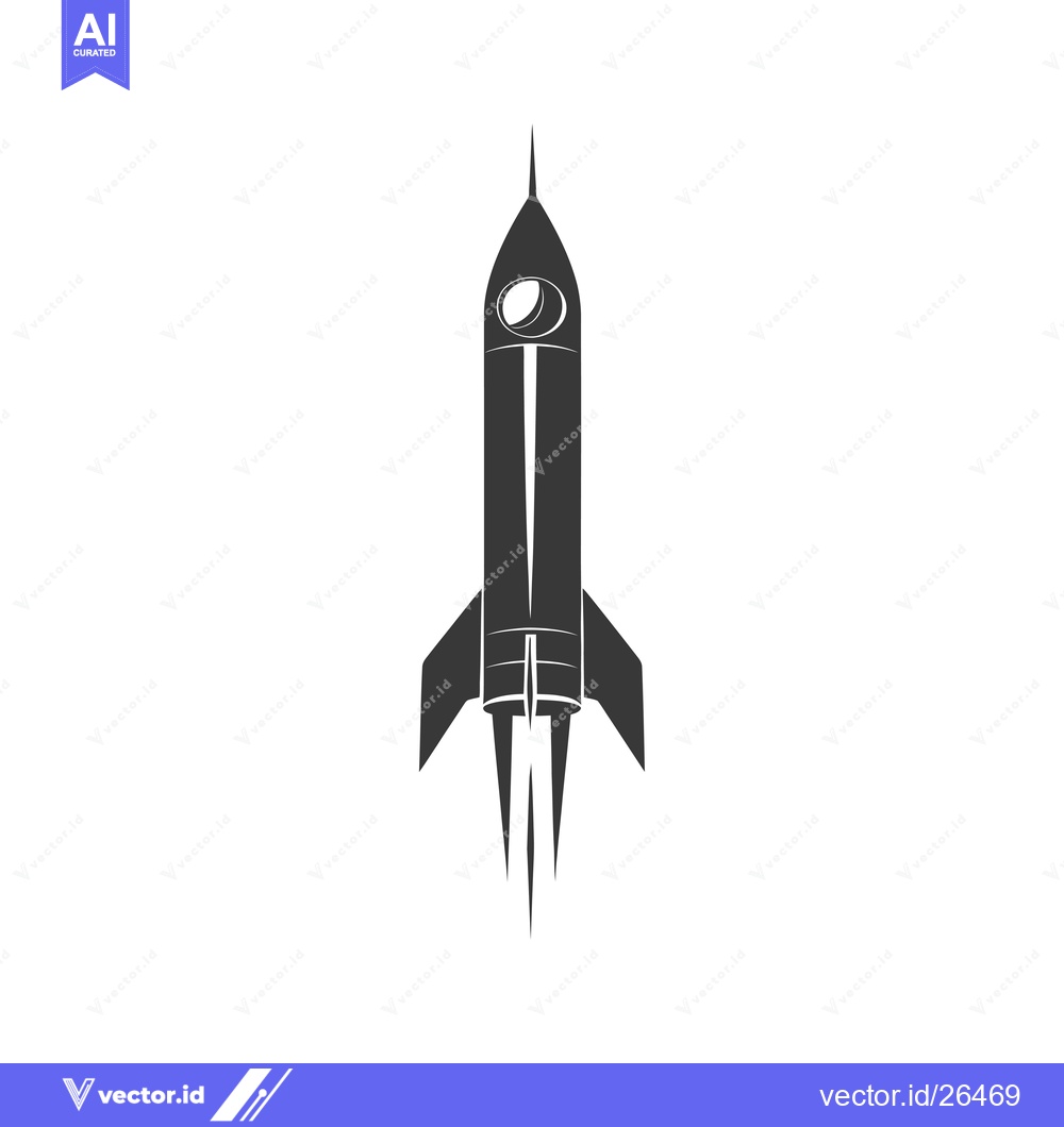 Premium Vector dari Black and White Silhouette of a Rocket Launching