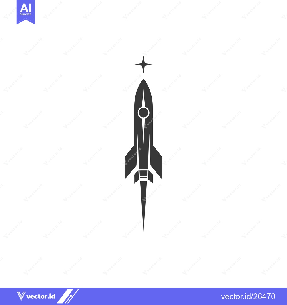 Premium Vector of Black and White Silhouette of a Rocket Launching into Space