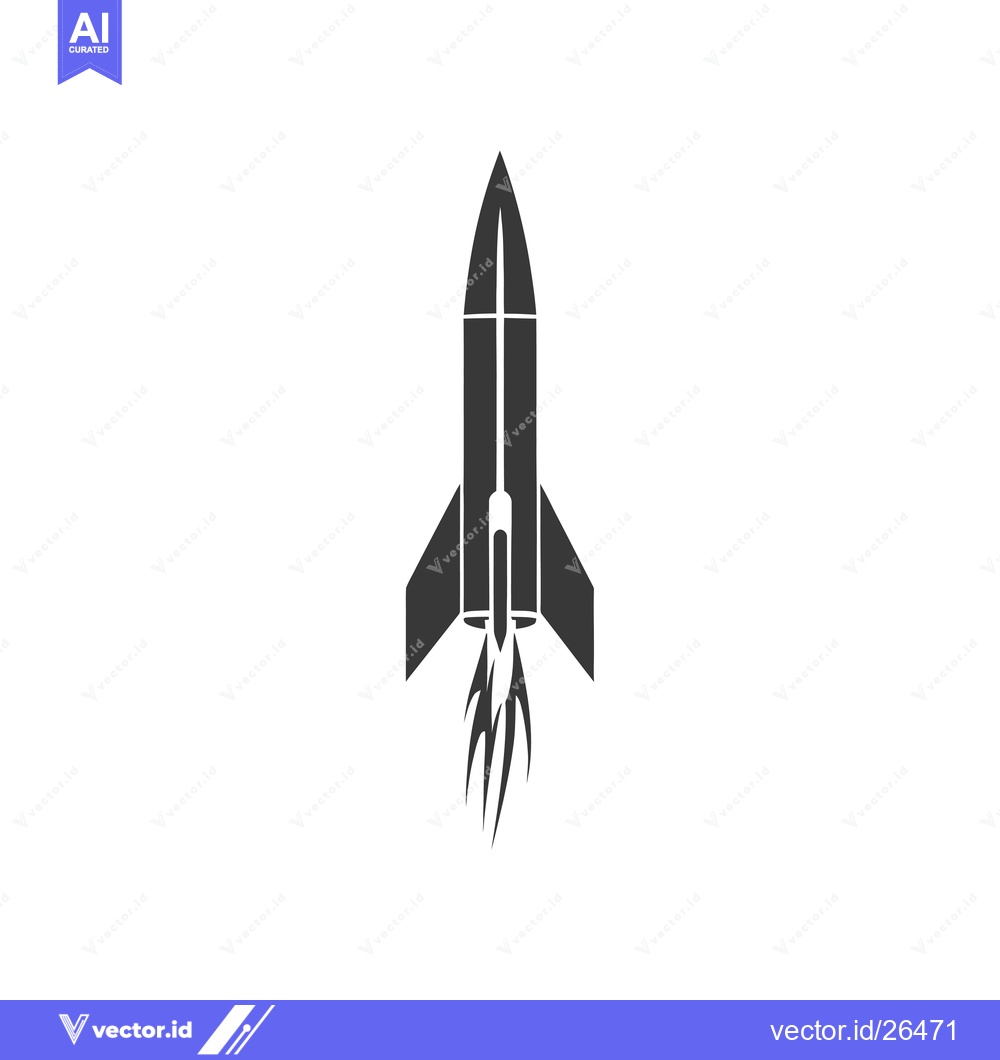 Premium Vector of Black and White Silhouette of a Rocket Launching Upward