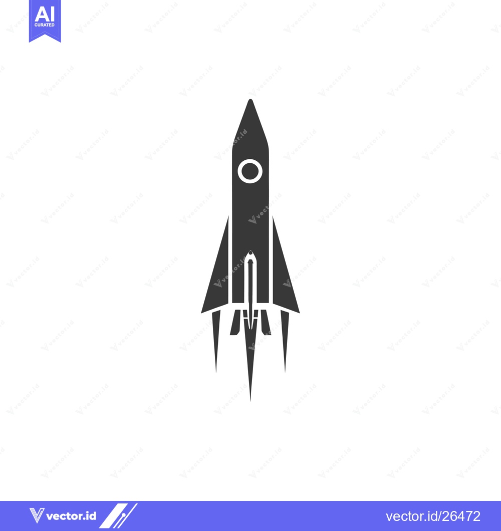 Premium Vector of Black and White Silhouette of a Rocket Ship Taking Off