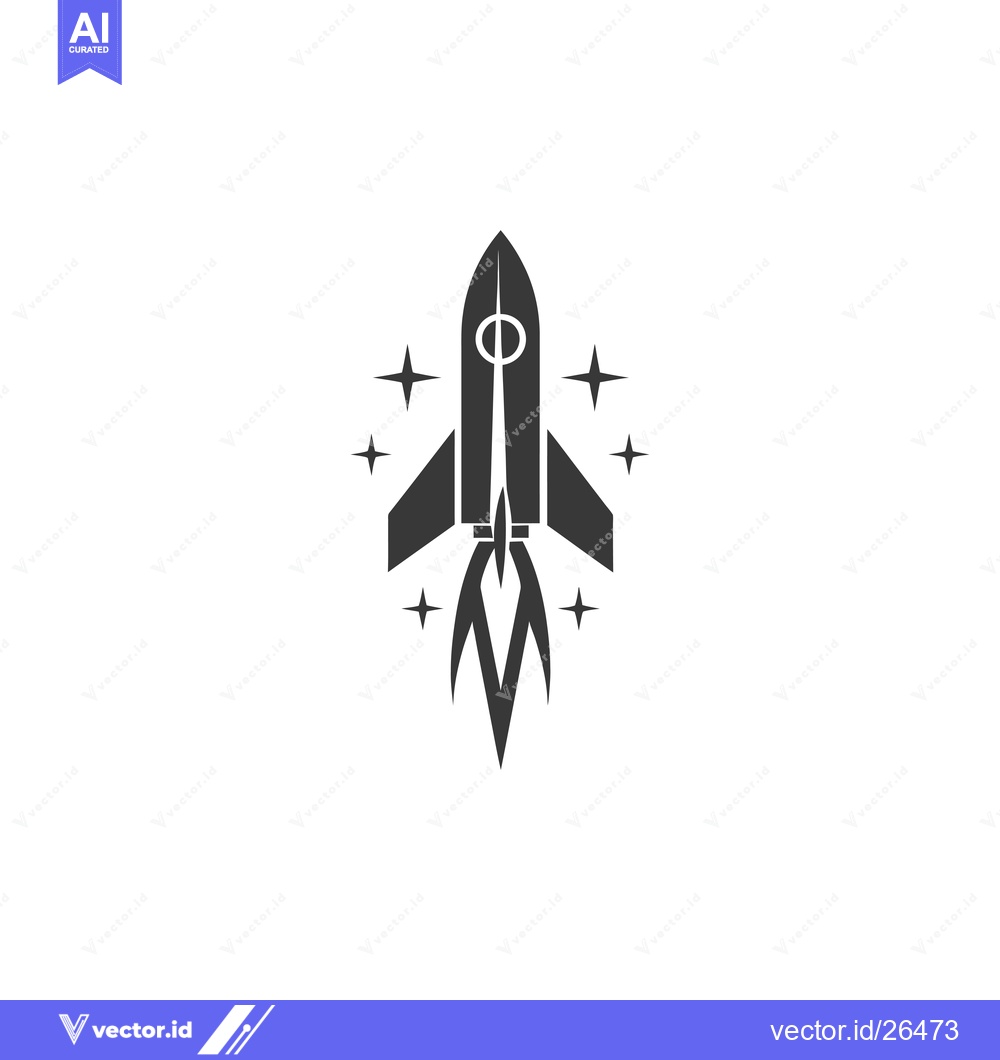 Premium Vector dari Black and White Silhouette of a Rocket Ship with Stars