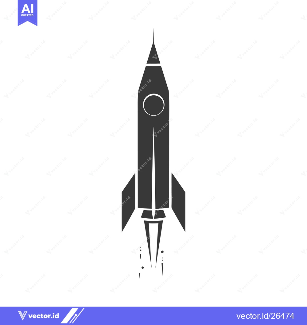 Premium Vector dari Black and white silhouette of a rocket taking off
