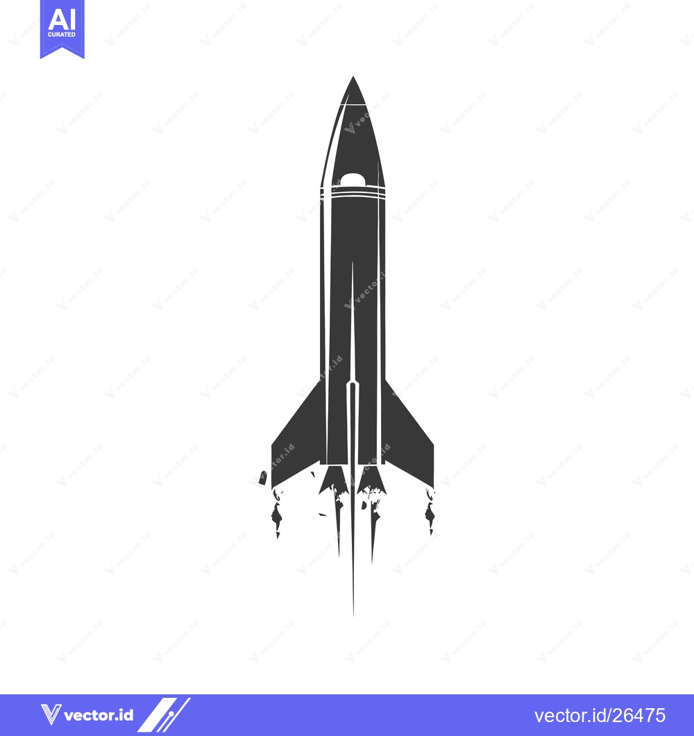 Premium Vector dari Black and White Silhouette of a Rocket Taking Off