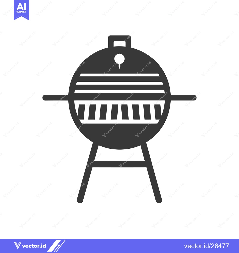 Premium Vector dari Black and white silhouette of a round barbecue grill