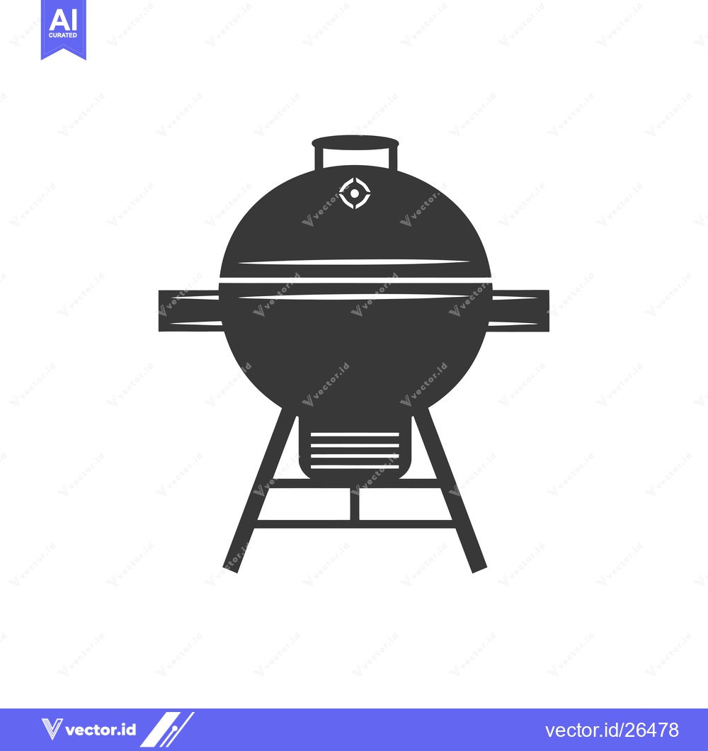 Premium Vector dari Black and white silhouette of a round barbeque grill on a stand