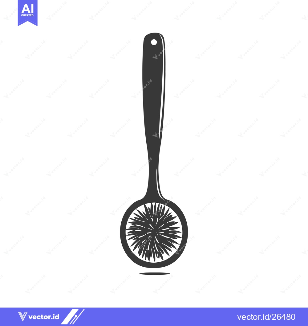 Premium Vector dari Black and White Silhouette of a Round Brush with a Handle