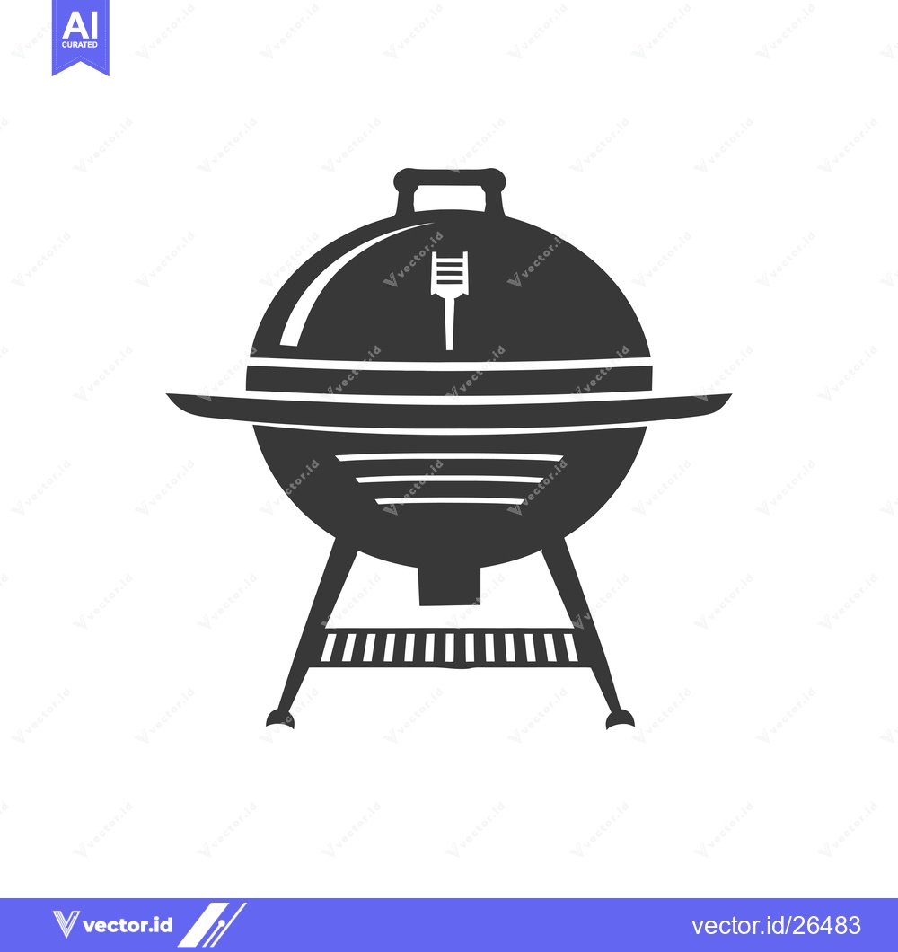 Premium Vector dari Black and white silhouette of a round charcoal grill