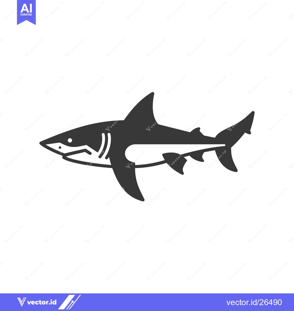 Premium Vector dari Black and White Silhouette of a Shark Swimming